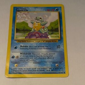 Squirtle Pokemon Card 63/102 Base Set Starter